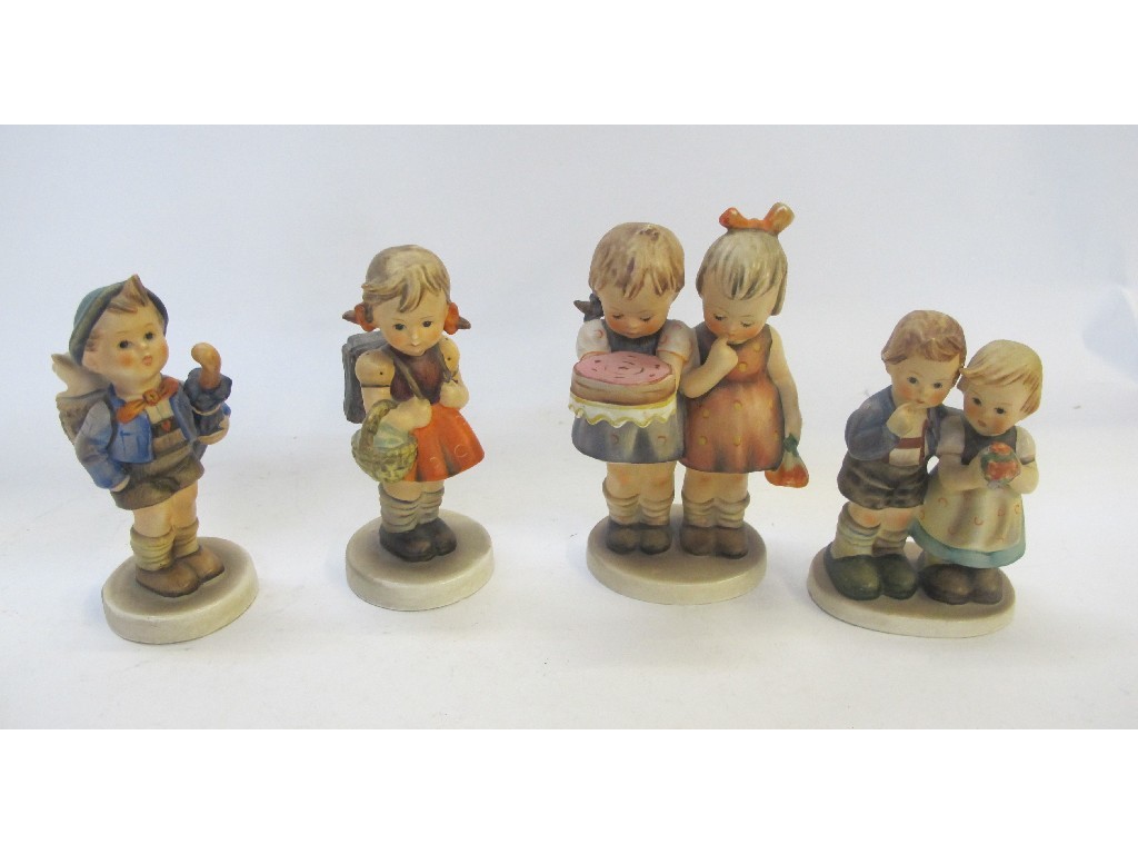 Appraisal: Four Hummel figures including Happy Birthday We Congratulate Home From