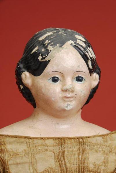 Appraisal: Small Greiner Doll America ca papier mache shoulder head remnants