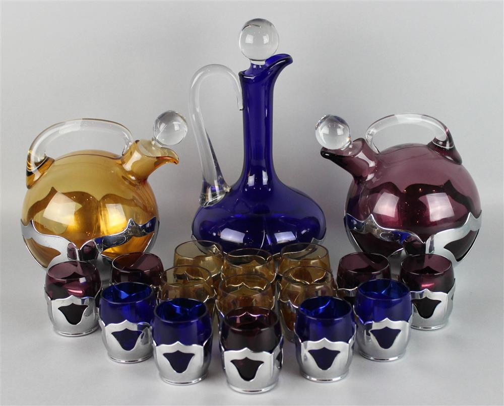 Appraisal: GROUP OF ART DECO FARBER BROTHERS DECANTER AND SHOT GLASS