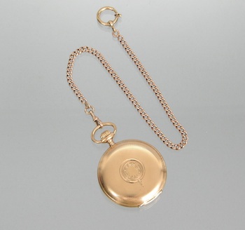 Appraisal: A Gentleman's k Gold Mitad Pocket Watch with Chain k