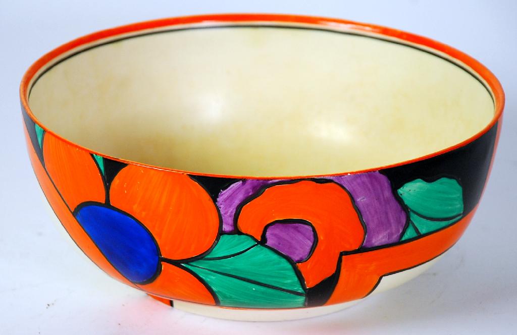 Appraisal: CLARICE CLIFF 'LATONA' DAHLIA PATTERN BIZARRE POTTERY BOWL designed for