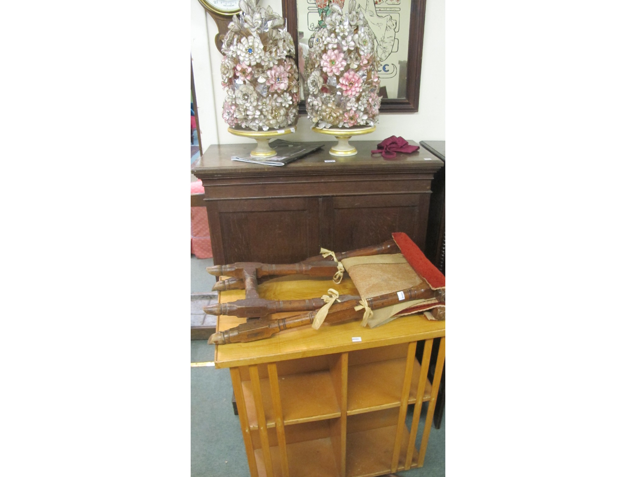 Appraisal: An oak chest revolving bookcase and another