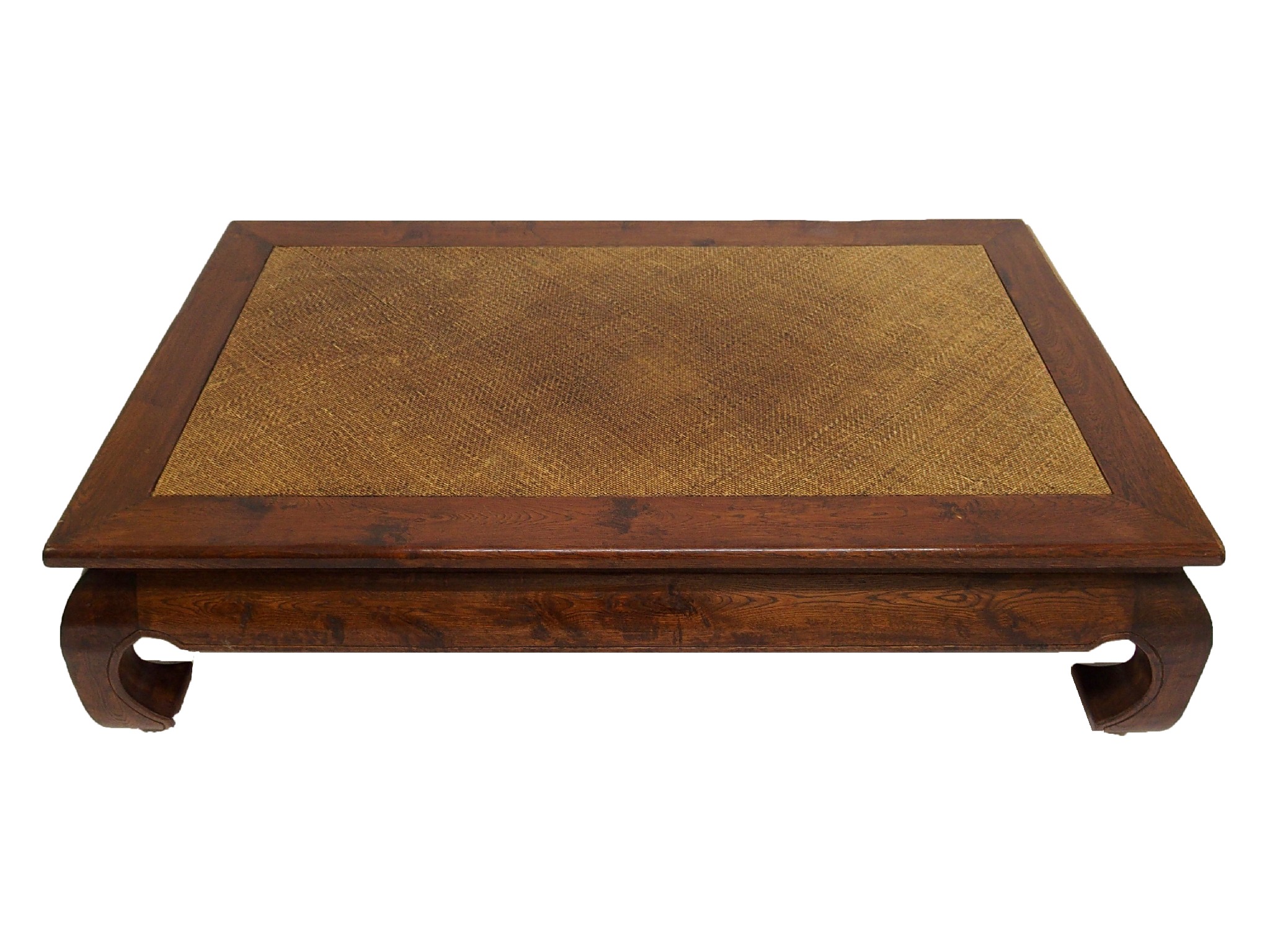 Appraisal: A Chinese elm low rectangular tablethe woven rattan top above