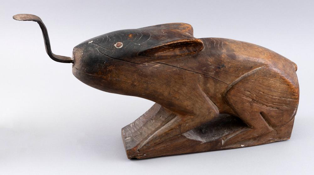 Appraisal: WOODEN RABBIT-FORM CLAM OPENER TH CENTURY LENGTH WOODEN RABBIT-FORM CLAM