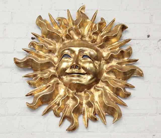 Appraisal: A VENETIAN PAPIER M CH GILT SUN MASK diameter