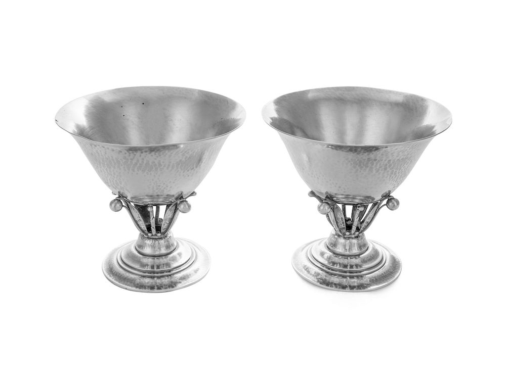 Appraisal: A Pair of Danish Silver Footed Bowls A Pair of