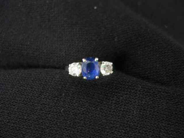 Appraisal: Sapphire Diamond Ring carat round gem with carat diamond on