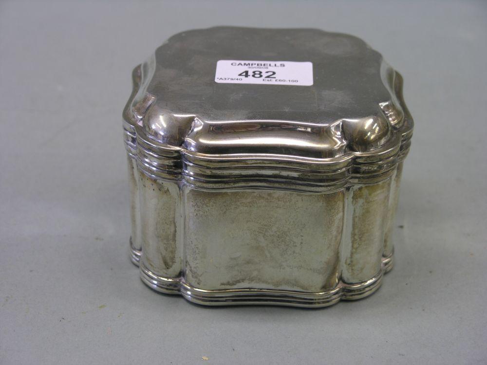 Appraisal: A th century continental silver box lobed shape with hinged