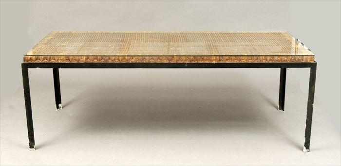 Appraisal: Mid-Century Modern Enameled Metal and Cane Table x x in