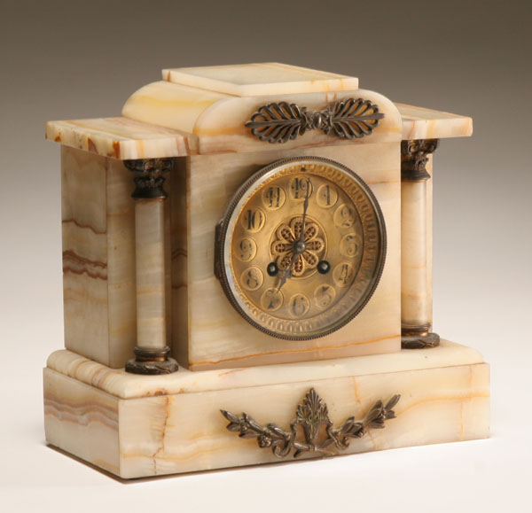 Appraisal: French Belle Epoque marble mantle clock classical styling with gilt