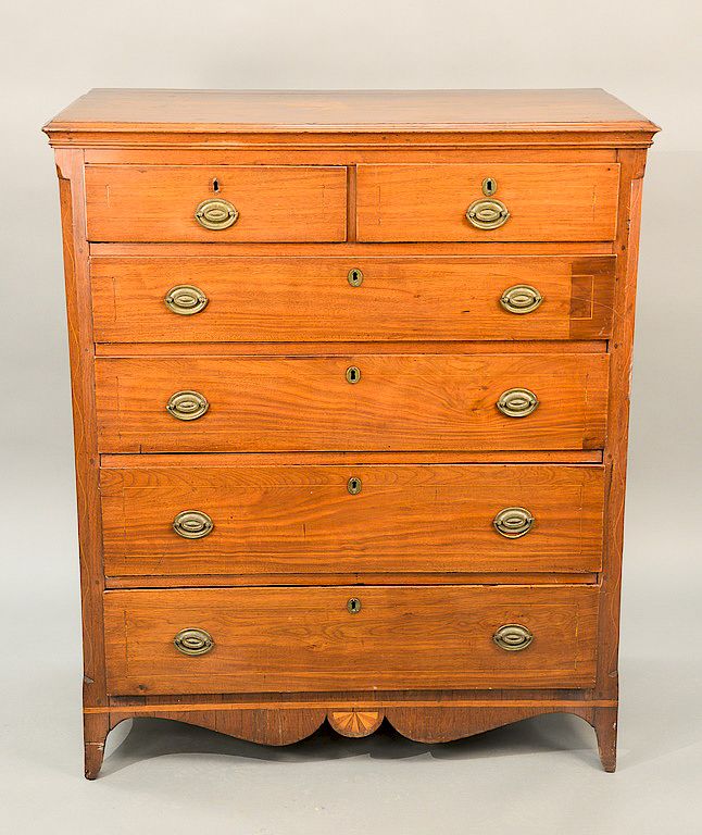 Appraisal: Virginia Federal mahogany tall chest two over four drawer flanked