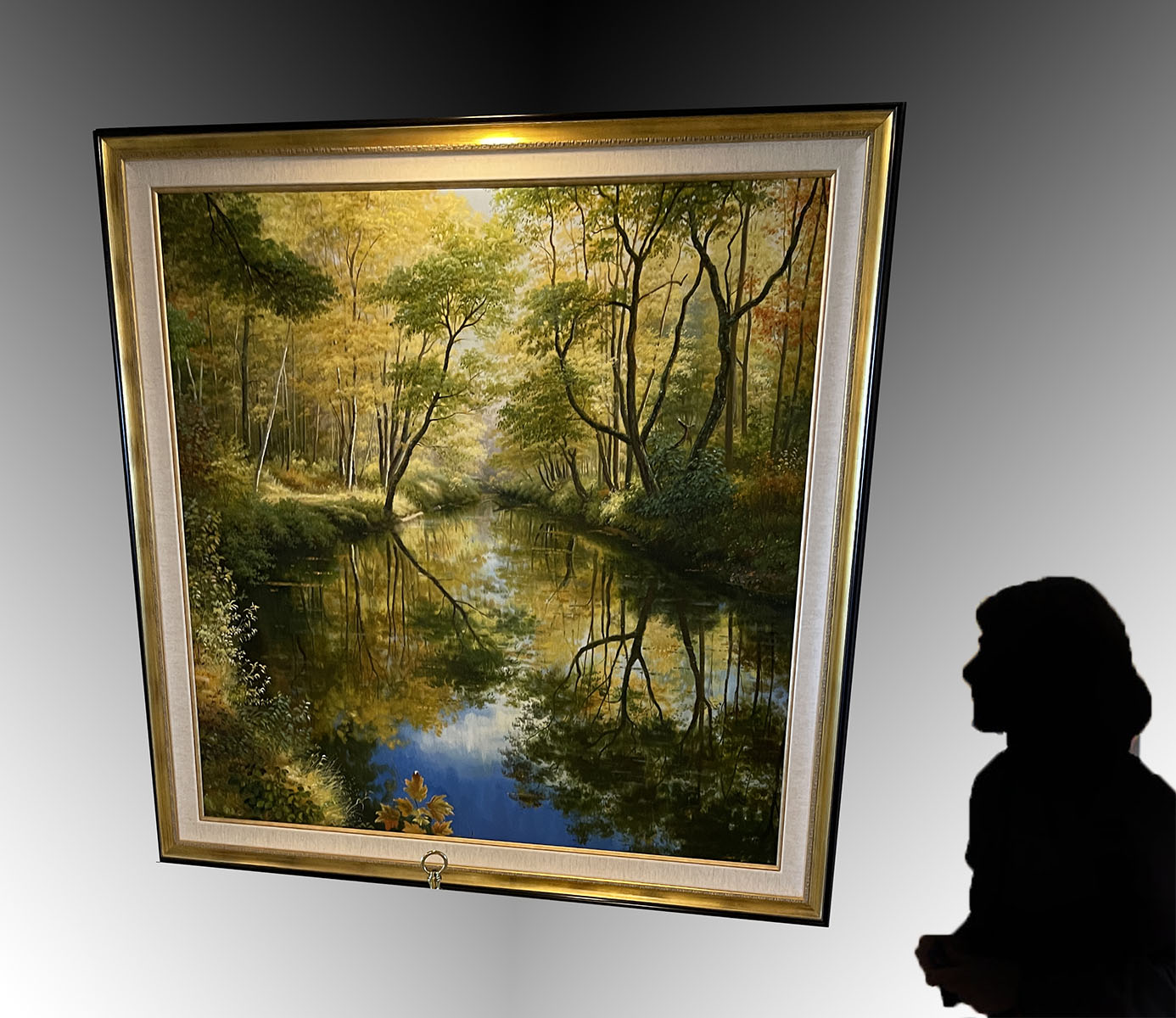 Appraisal: LARGE SERENE STREAM PAINTING BY ANGELO LAPI Oil Canvas ''