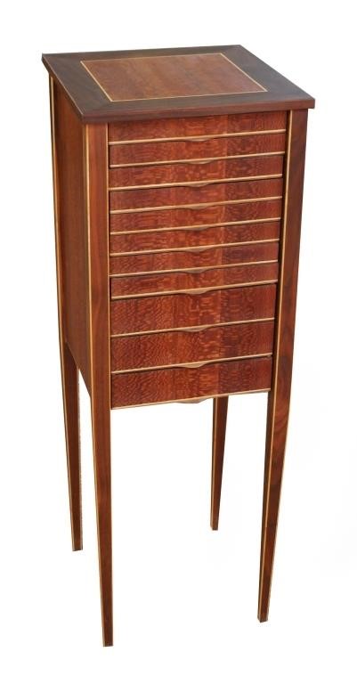 Appraisal: American walnut hard maple lacewood jewelry armoire Hand crafted with