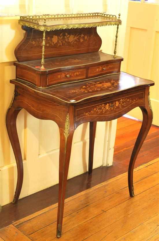 Appraisal: A Louis XV style Rosewood and marquetry bonheur du jour