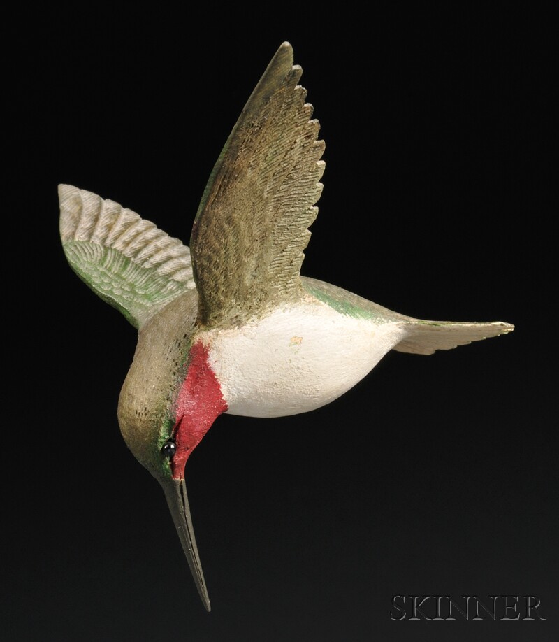 Appraisal: Carved and Painted Hummingbird in Flight Figure America late th