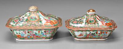 Appraisal: Two Chinese famille rose lidded tureens rose medallion canted corners