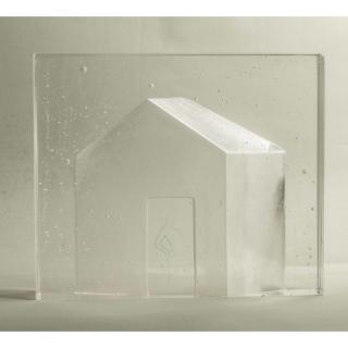 Appraisal: Art Glass House Carol Lawton Clear art glass block with