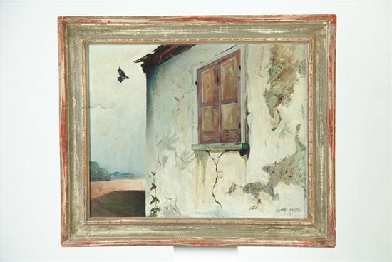 Appraisal: SHUTTERED WINDOW BY JOHN W MCCOY PENNSYLVANIA - Oil on