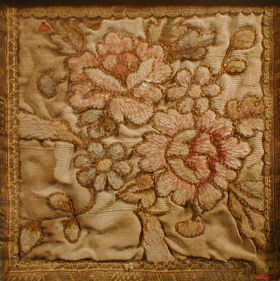 Appraisal: A Japanese silkwork panel embroidered in pale blue and ivory