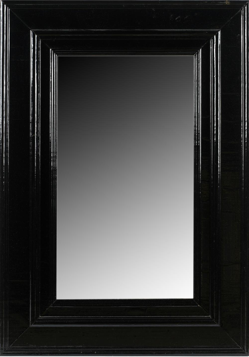 Appraisal: MICHAEL SMITH RECTANGULAR WALL MIRRORblack foil-wrapped wood Provenance The Jim