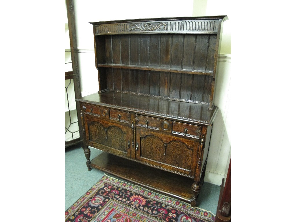 Appraisal: Jacobean style oak kitchen dresser