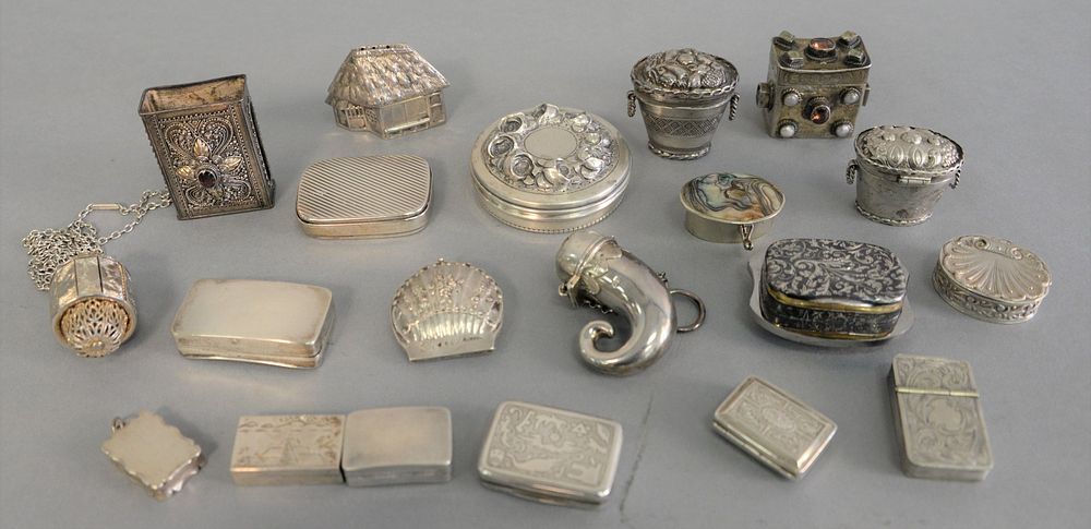 Appraisal: Twenty small silver boxes and containers to include two Continental