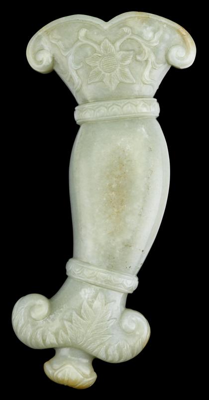 Appraisal: Chinese Mughal-style celadon jade dagger handle th century