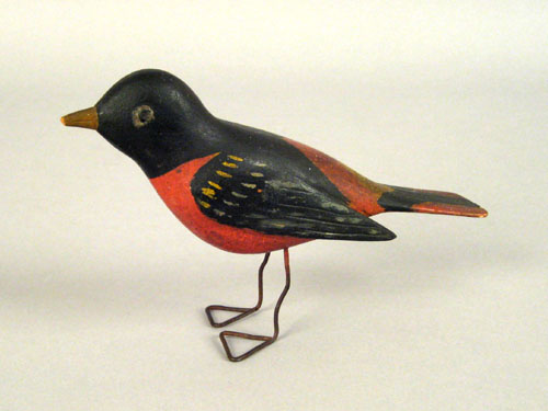 Appraisal: Carved and painted bird late th c with wire legs