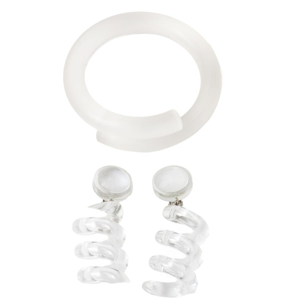 Appraisal: JUDITH HENDLER BOOK PIECE ACRYLIC SPIRAL TELEPHONE CORD EARRINGS AND