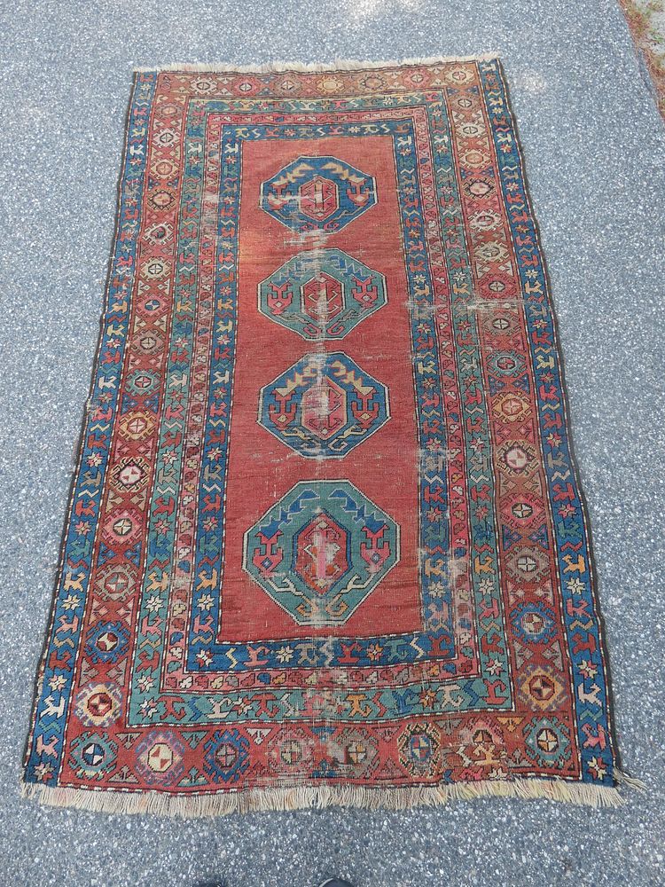 Appraisal: ANTIQUE KARABAGH SCATTER RUG Antique Karabagh rug ft x ft