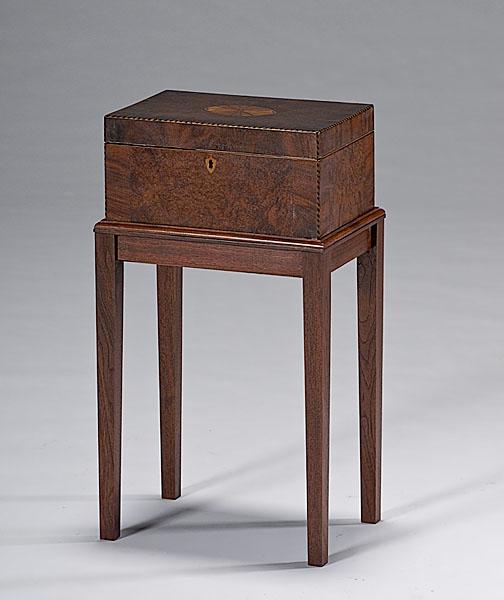 Appraisal: MAHOGANY AND BIRD'S-EYE MAPLE BOX WITH INLAID PATERA American or