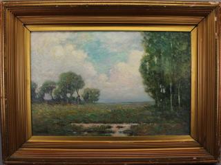 Appraisal: Arthur Hoeber - Oil on canvas painting depicting a late