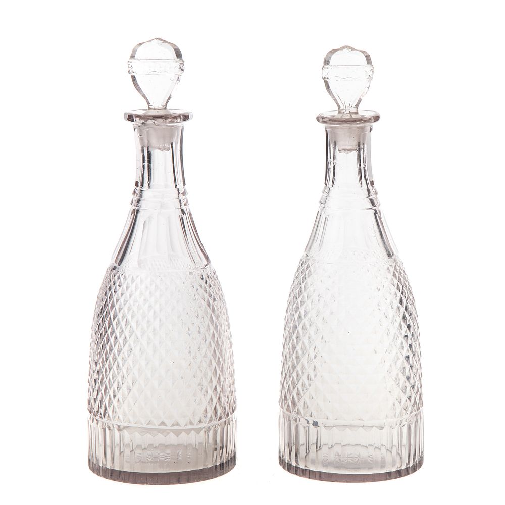 Appraisal: Anglo-Irish Cut Faceted Glass Bitters Bottles Circa - in H