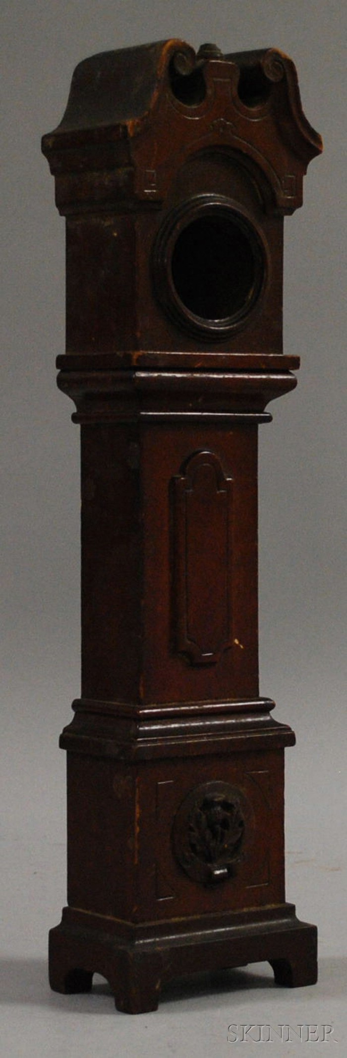 Appraisal: Carved Mahogany Tall Case Clock-form Watch Hutch ht in