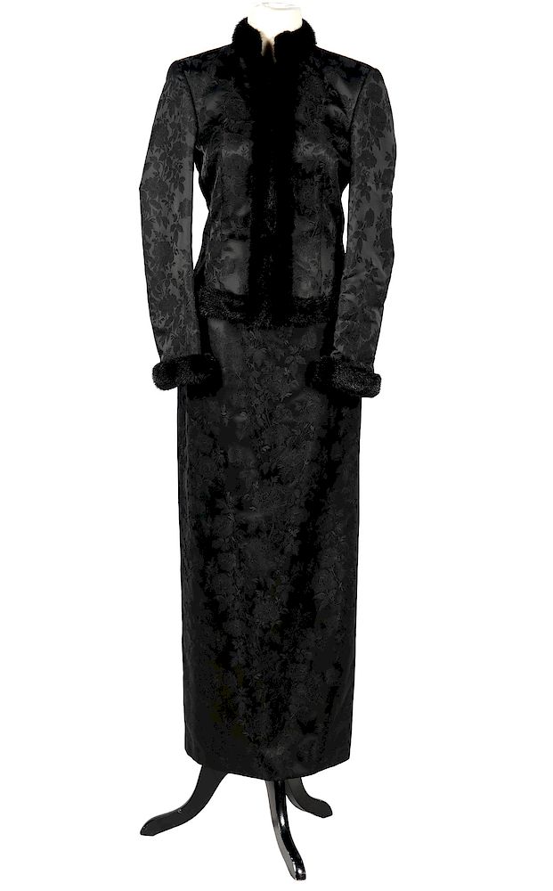 Appraisal: Escada Couture Brocade Evening Skirt Suit Escada Couture Brocade Black