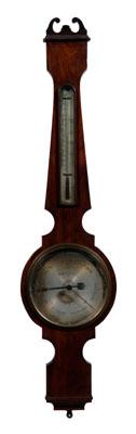 Appraisal: th century mahogany barometer banjo style with silvered face marked