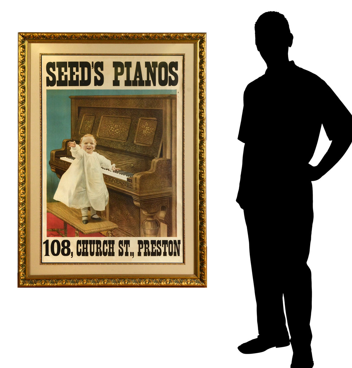 Appraisal: LARGE SEED'S PIANO LITHOGRAPH ADVERTISEMENT Sight size is '' x