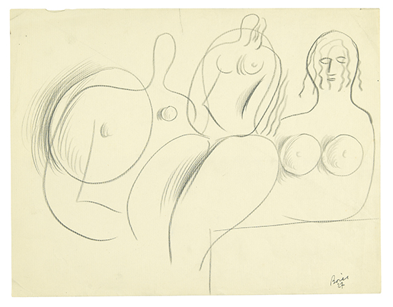 Appraisal: FRANCISCO BORES Three drawings Cubist Nude Studies pencil on cream