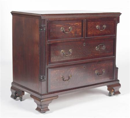 Appraisal: A George III oak chest the walnut crossbanded moulded rectangular