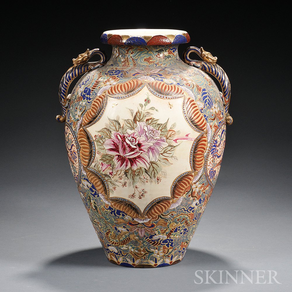 Appraisal: Large Satsuma Vase Japan early th century decorated with a