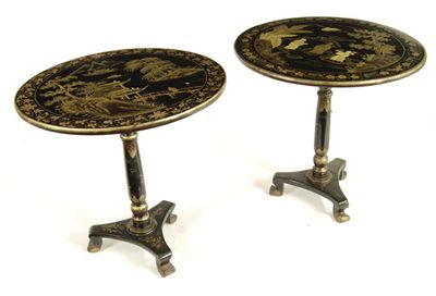 Appraisal: A pair of Chinese lacquer and gilt circular tilt top