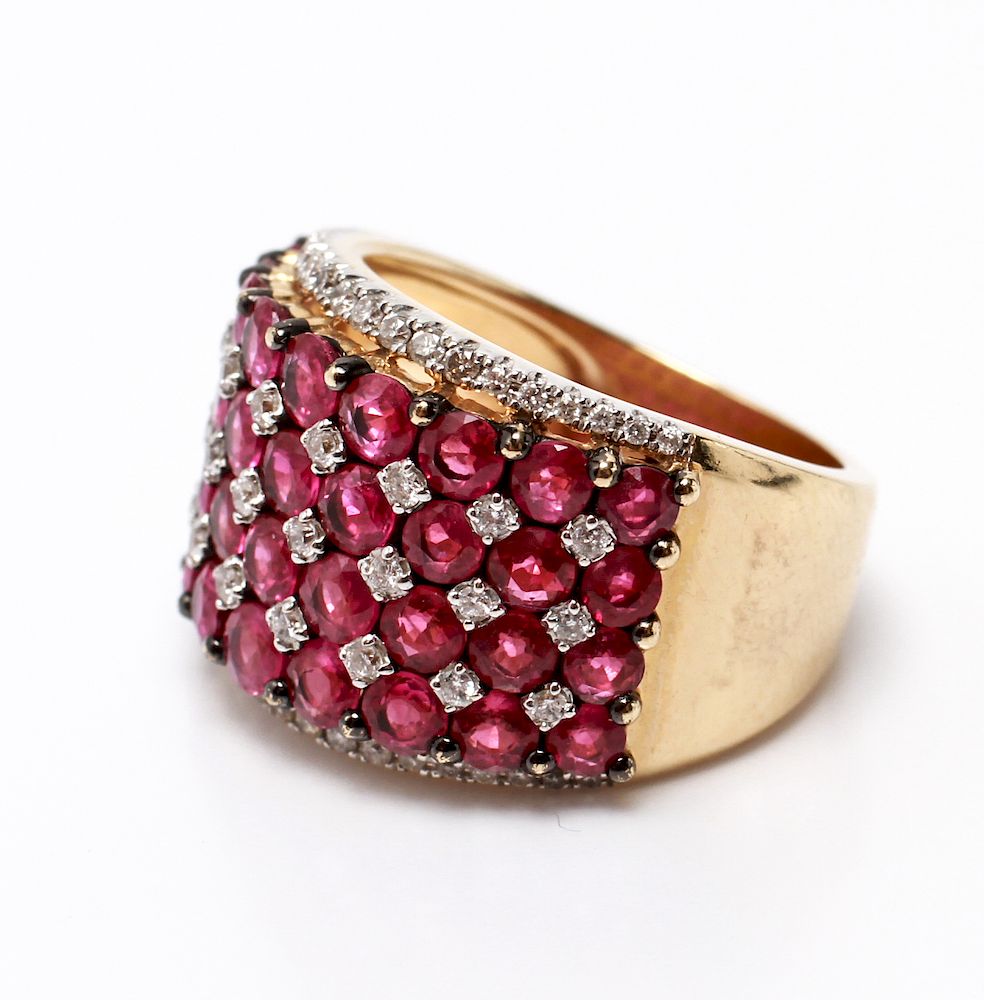 Appraisal: Effy K Yellow Gold Ring with Diamonds Rubies Effy K