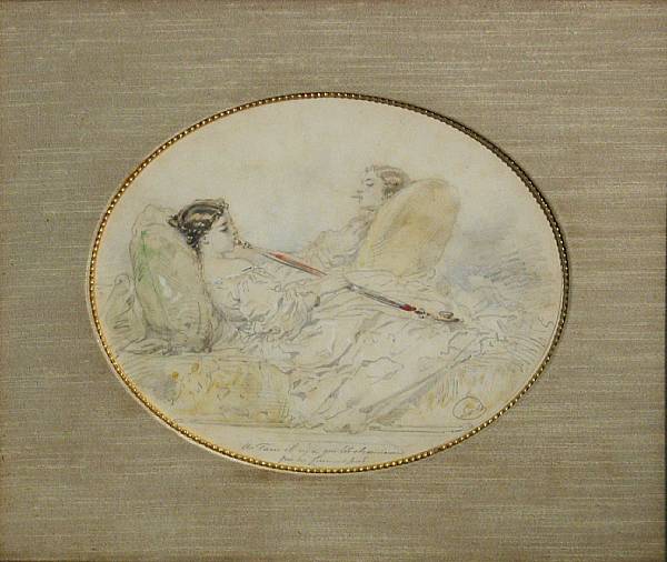 Appraisal: Manner of Eug ne Louis Boudin Two women on a