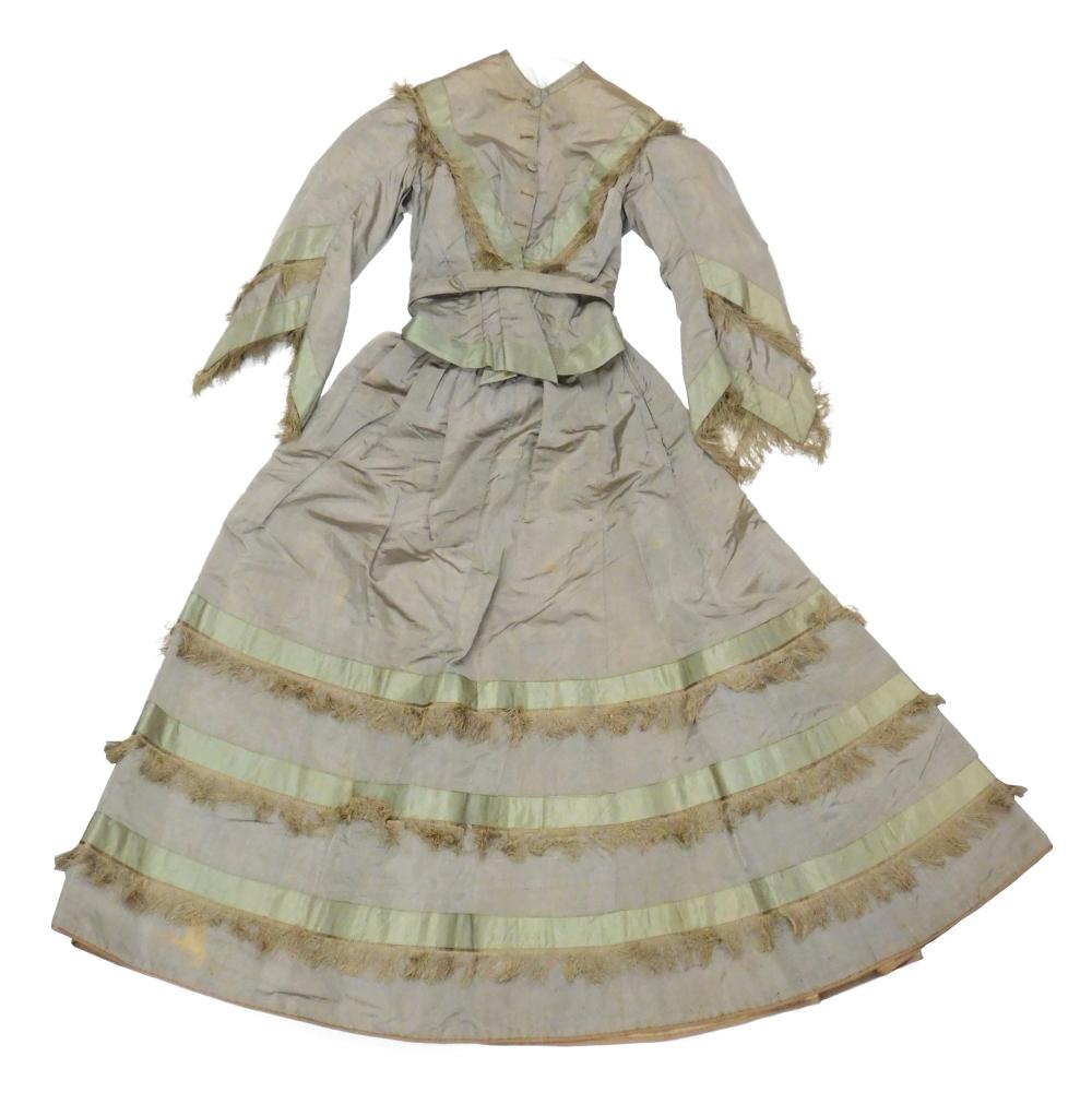 Appraisal: Grey taffeta dress mid- th C museum provenance two pieces