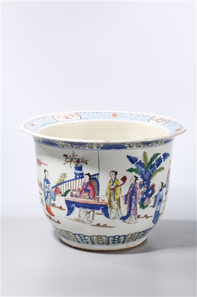 Appraisal: Chinese enameled porcelain jardiniere depicting figures x approx