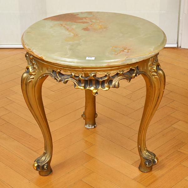 Appraisal: A GILT WOOD FRAMED OCCASIONAL TABLE WITH ONYX TOP CM