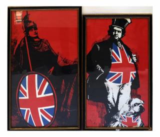 Appraisal: Two Framed British Two framed British-themed serigraphs The smaller inscribed