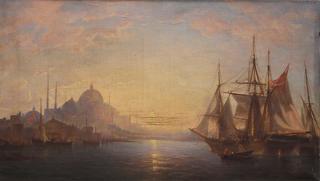 Appraisal: Painting Harbor Sunset Istanbul Continental School th century Harbor Sunset