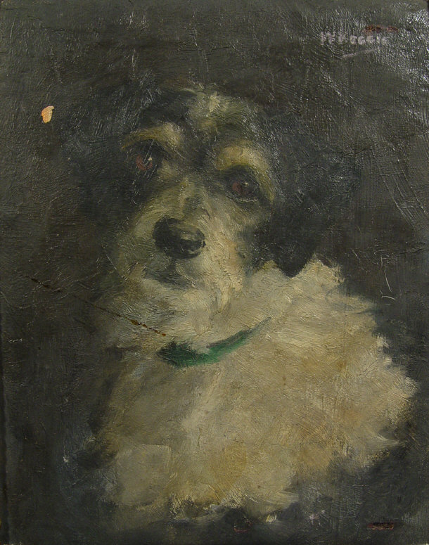 Appraisal: W McKeggie - Oil onto canvas portrait of a dog