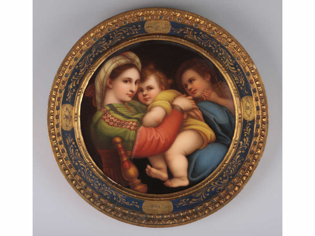 Appraisal: Italian Porcelain Tondo Plaque after Raphael very fine quality porcelain